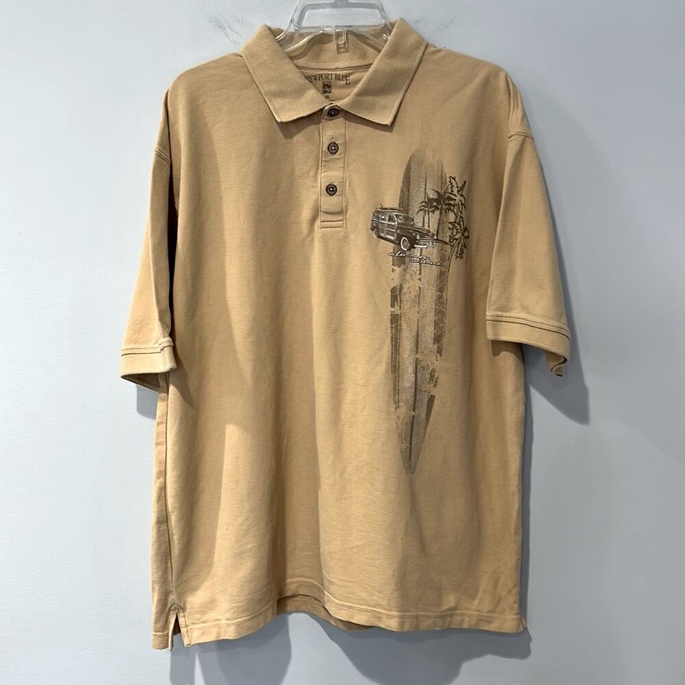 Newport Blue Polo Men's XL surf pattern